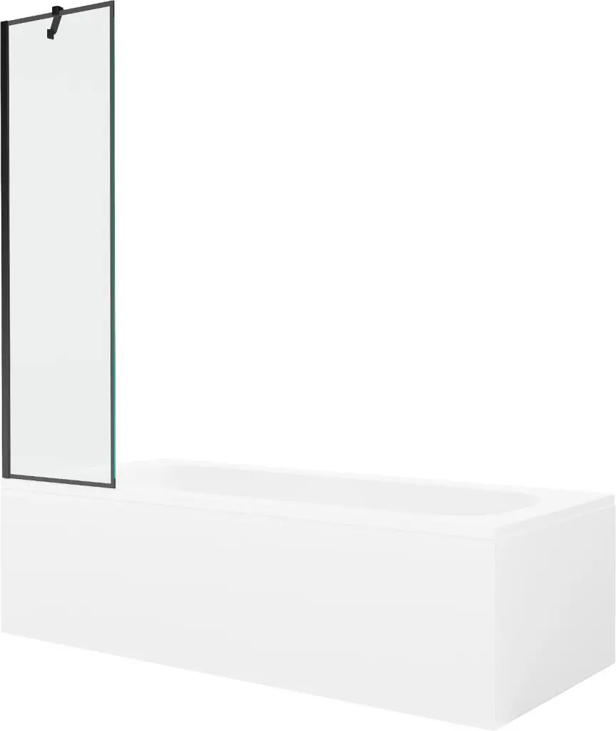 MEXEN/S Vega obdélníková vana 150 x 70 cm s panelem + vanová zástěna 50, černá vzor 550115070X9505007070