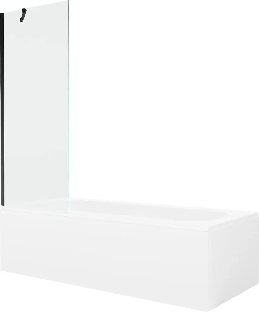 MEXEN/S Vega obdélníková vana 150 x 70 cm s panelem + vanová zástěna 70, transparent, černá 550115070X9507000070
