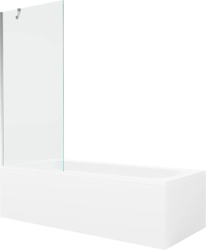 MEXEN/S Vega obdélníková vana 150 x 70 cm s panelem + vanová zástěna 80, transparent, chrom 550115070X9508000001