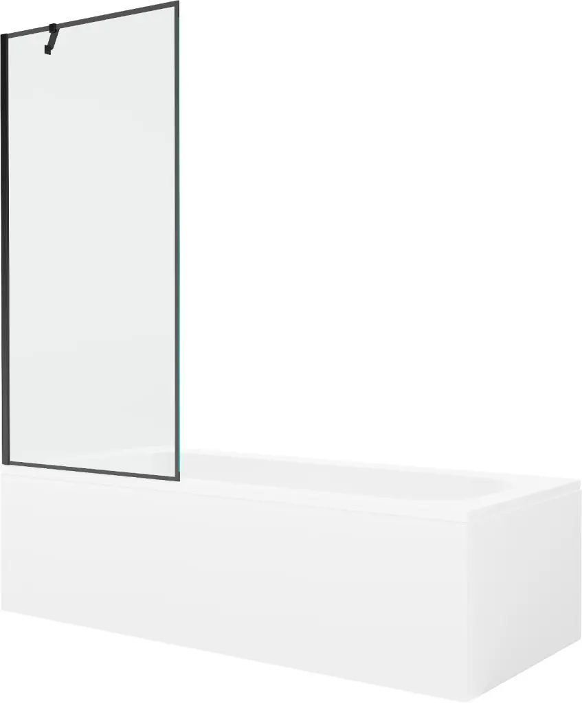 MEXEN/S Vega obdélníková vana 150 x 70 cm s panelem + vanová zástěna 80, černá vzor 550115070X9508007070