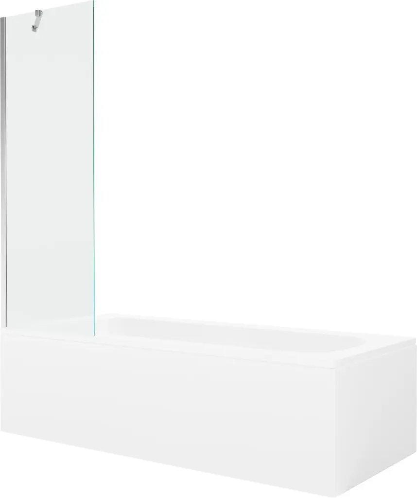 MEXEN/S Vega obdélníková vana 160 x 70 cm s panelem + vanová zástěna 60, transparent, chrom 550116070X9506000001