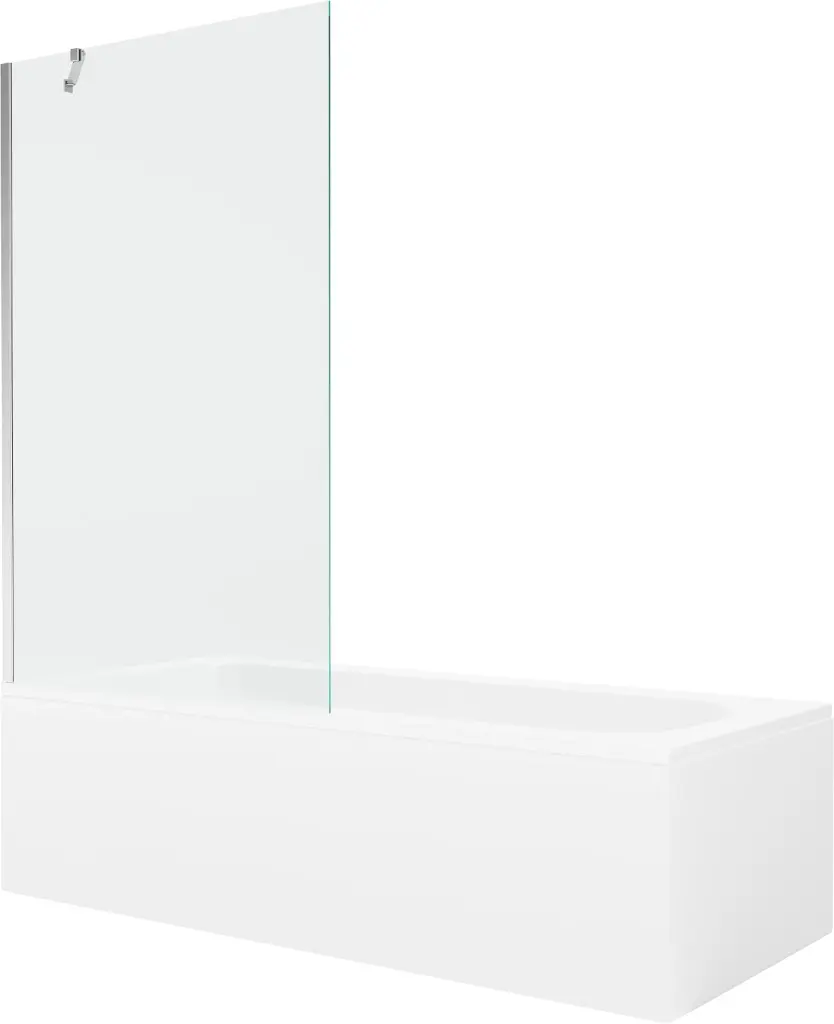 MEXEN/S Vega obdélníková vana 160 x 70 cm s panelem + vanová zástěna 100, transparent, chrom 550116070X9510000001