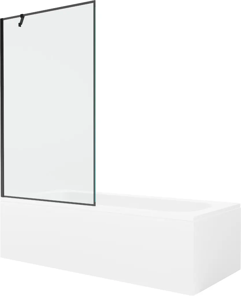 MEXEN/S Vega obdélníková vana 160 x 70 cm s panelem + vanová zástěna 100, černá vzor 550116070X9510007070