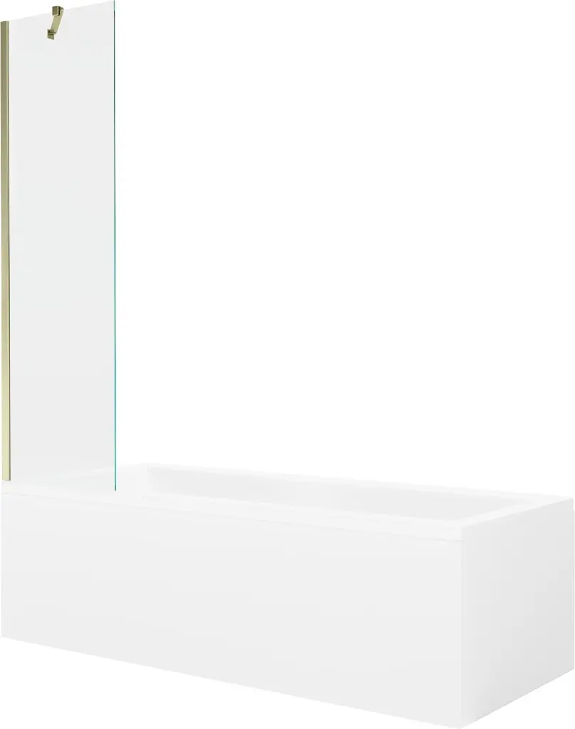 MEXEN/S Cubik obdélníková vana 170 x 70 cm s panelem + vanová zástěna 50, transparent, zlatá 550317070X9505000050