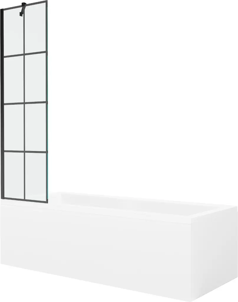 MEXEN/S Cubik obdélníková vana 170 x 70 cm s panelem + vanová zástěna 50, černá vzor 550317070X9505007077