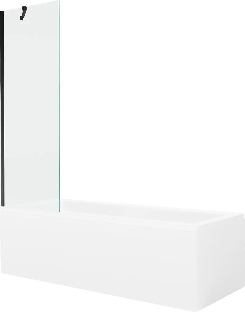 MEXEN/S Cubik obdélníková vana 170 x 70 cm s panelem + vanová zástěna 60, transparent, černá 550317070X9506000070