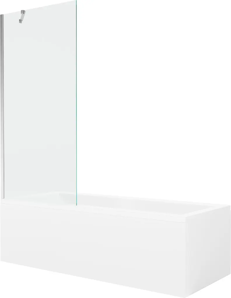 MEXEN/S Cubik obdélníková vana 170 x 70 cm s panelem + vanová zástěna 80, transparent, chrom 550317070X9508000001