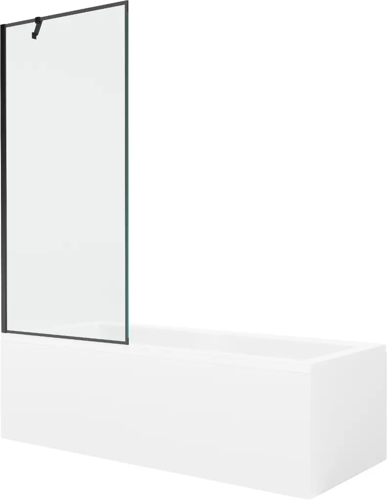 MEXEN/S Cubik obdélníková vana 170 x 70 cm s panelem + vanová zástěna 80, černá vzor 550317070X9508007070