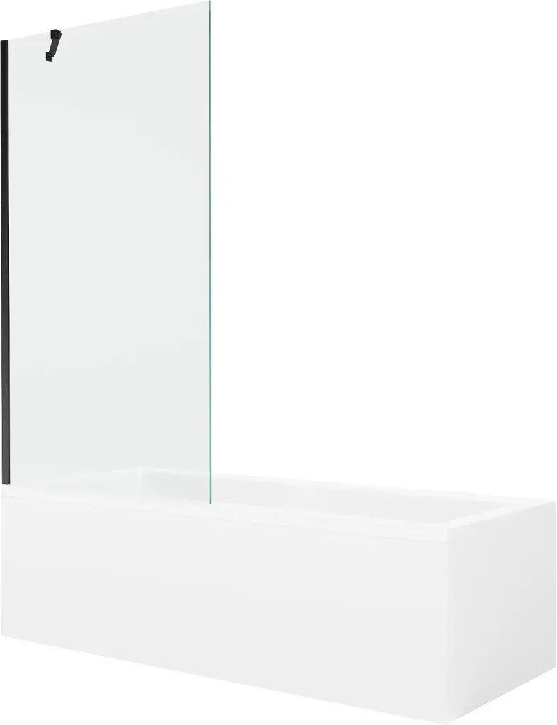 MEXEN/S Cubik obdélníková vana 170 x 70 cm s panelem + vanová zástěna 90, transparent, černá 550317070X9509000070