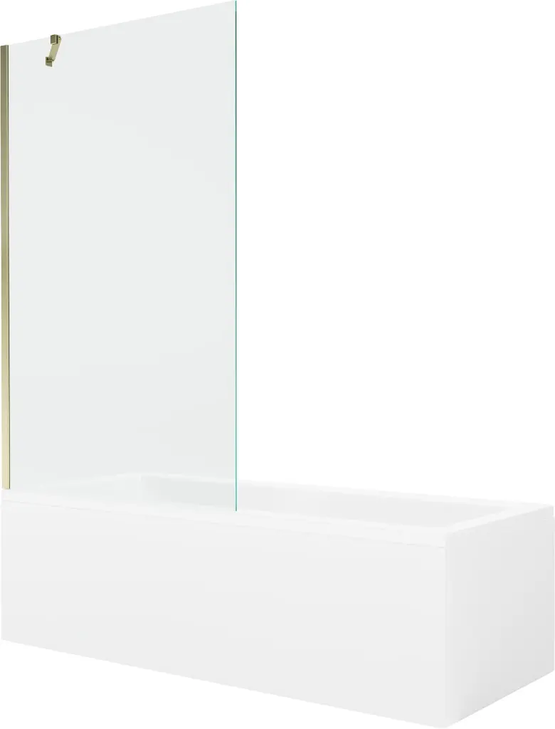MEXEN/S Cubik obdélníková vana 170 x 70 cm s panelem + vanová zástěna 100, transparent, zlatá 550317070X9510000050
