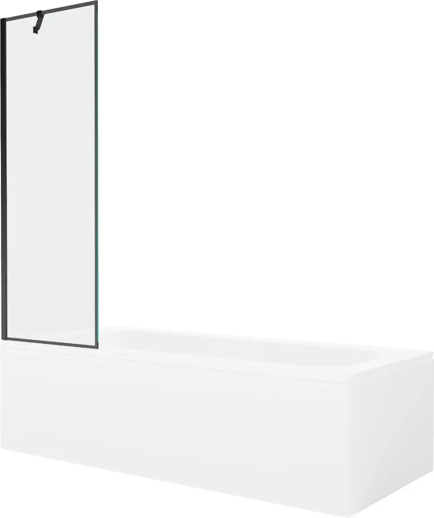 MEXEN/S Vega obdélníková vana 170 x 70 cm s panelem + vanová zástěna 60, černá vzor 550117070X9506007070