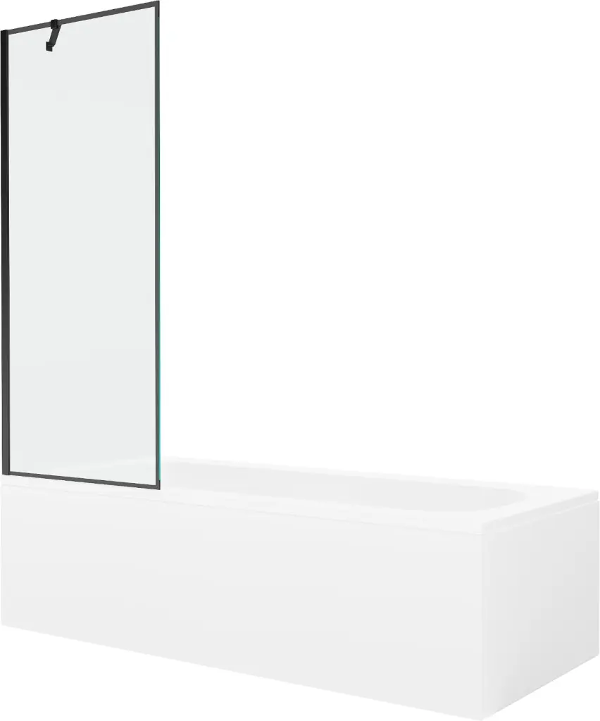 MEXEN/S Vega obdélníková vana 170 x 70 cm s panelem + vanová zástěna 70, černá vzor 550117070X9507007070