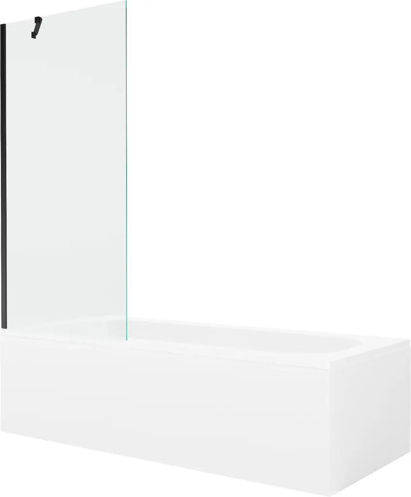 MEXEN/S Vega obdélníková vana 170 x 70 cm s panelem + vanová zástěna 80, transparent, černá 550117070X9508000070