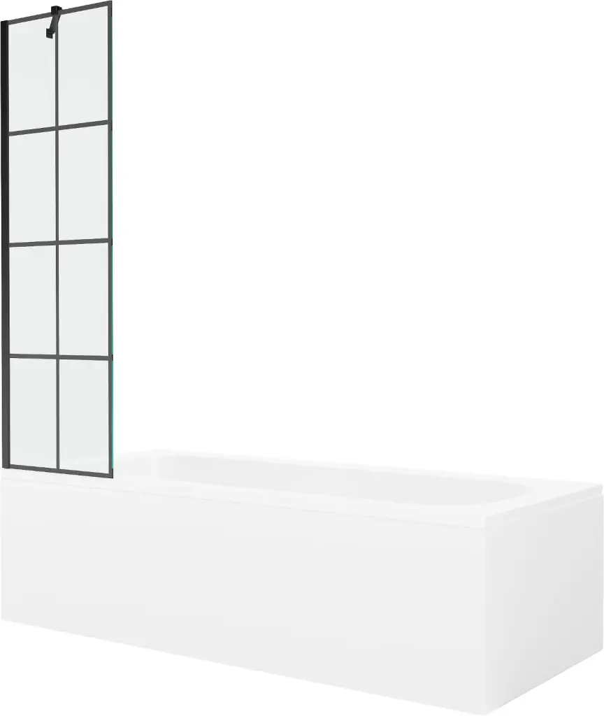 MEXEN/S Vega obdélníková vana 170 x 70 cm s panelem + vanová zástěna 50, černá vzor 550117077X9505007077