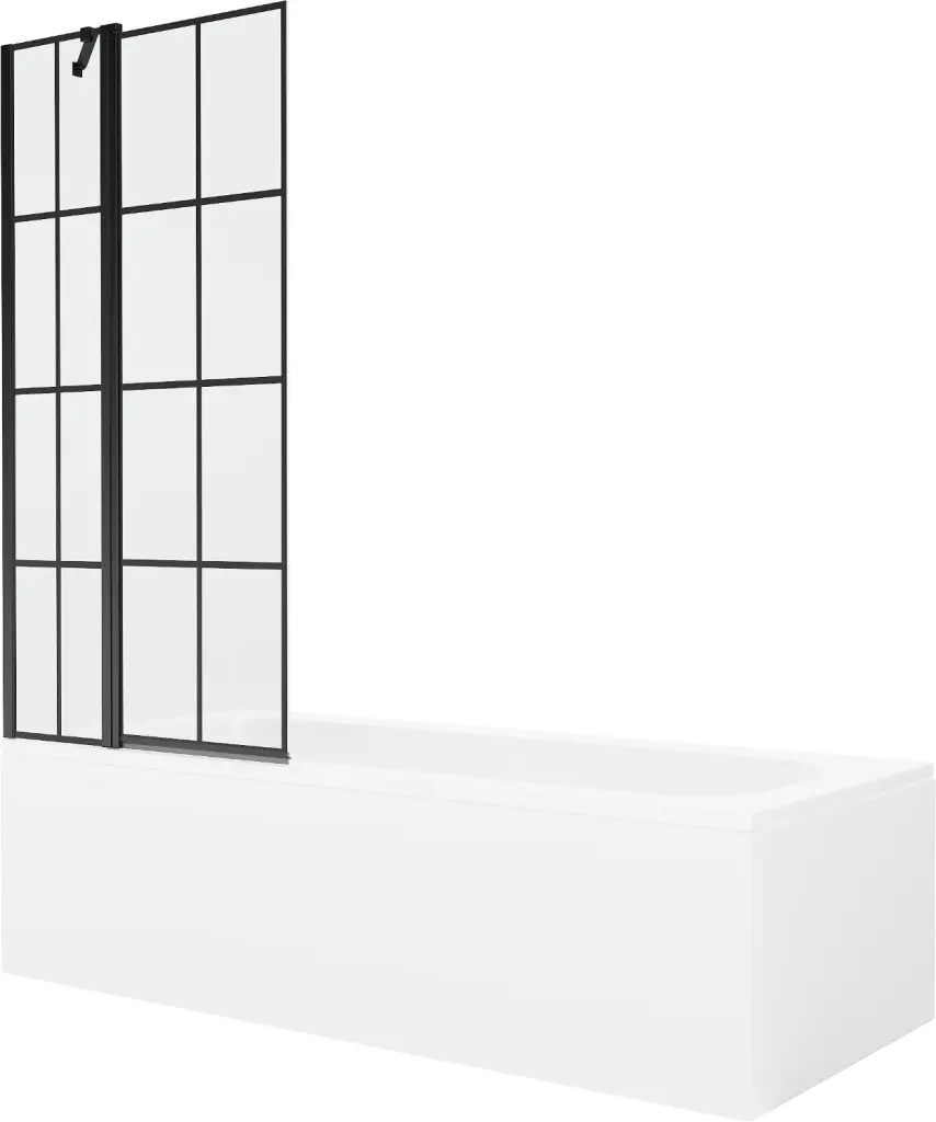 MEXEN/S Vega obdélníková vana 180 x 80 cm s panelem + vanová zástěna 80, černá vzor 550118080X9408117077