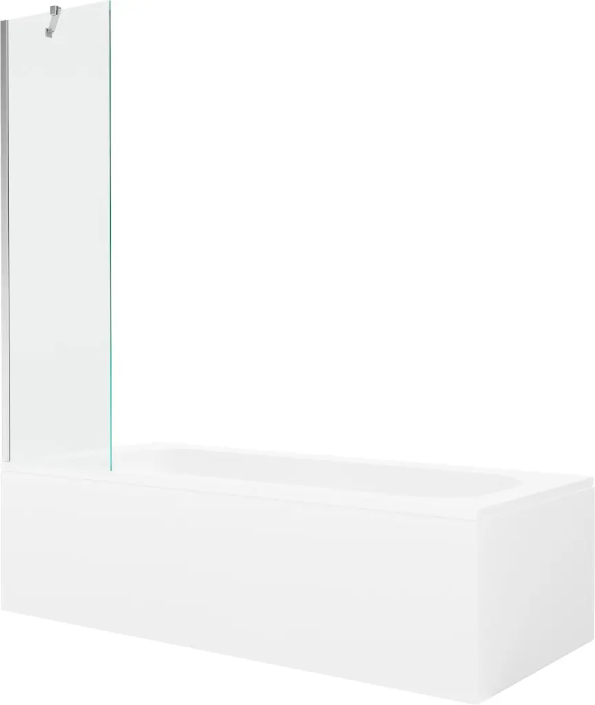 MEXEN/S Vega obdélníková vana 180 x 80 cm s panelem + vanová zástěna 50, transparent, chrom 550118080X9505000001