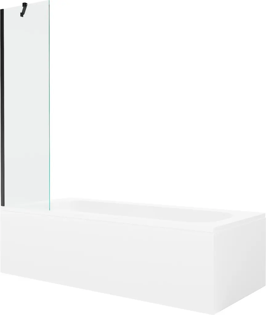 MEXEN/S Vega obdélníková vana 180 x 80 cm s panelem + vanová zástěna 50, transparent, černá 550118080X9505000070