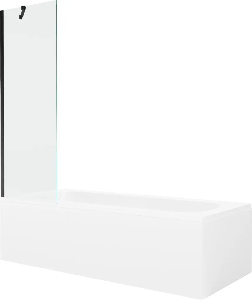 MEXEN/S Vega obdélníková vana 180 x 80 cm s panelem + vanová zástěna 60, transparent, černá 550118080X9506000070