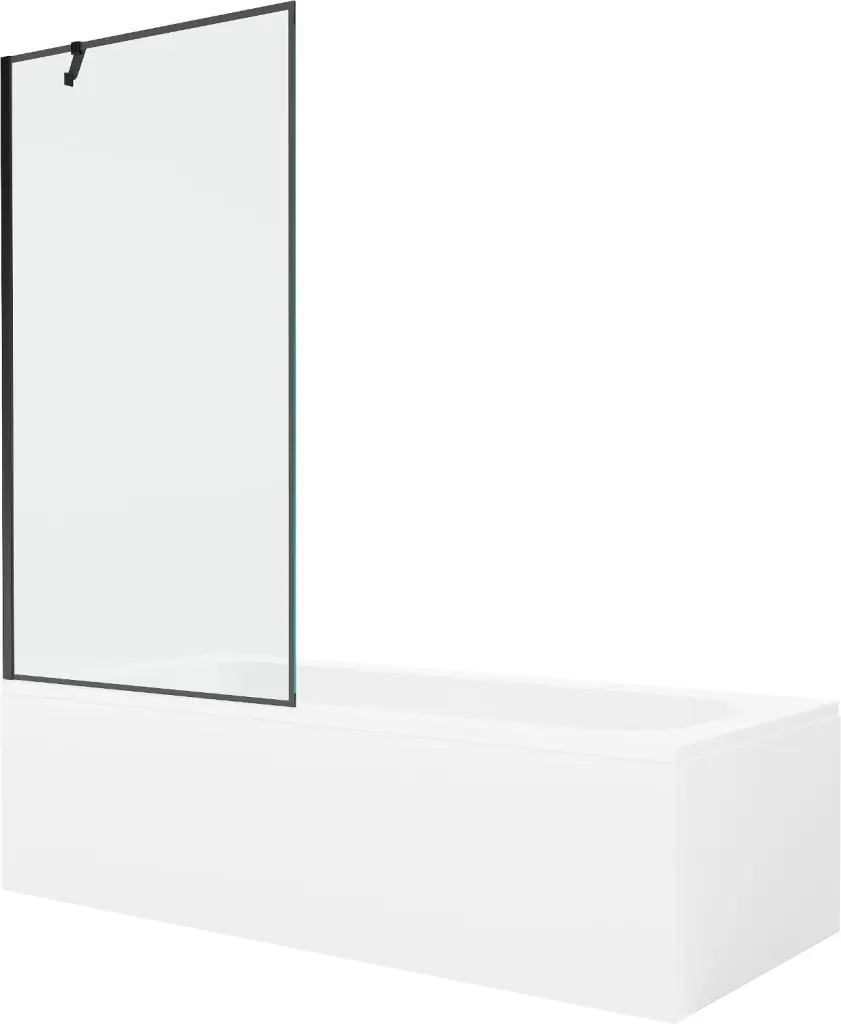 MEXEN/S Vega obdélníková vana 180 x 80 cm s panelem + vanová zástěna 90, černá vzor 550118080X9509007070