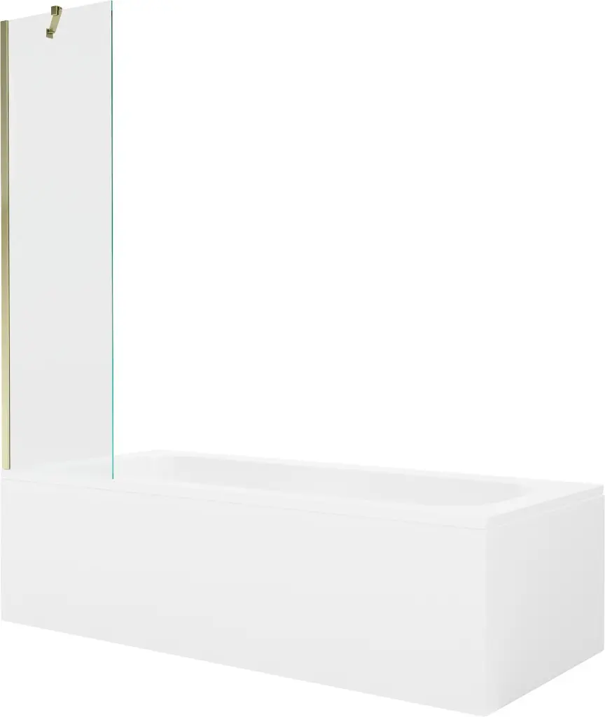 MEXEN/S Vega obdélníková vana 160 x 70 cm s panelem + vanová zástěna 50, transparent, zlatá 550116070X9505000050