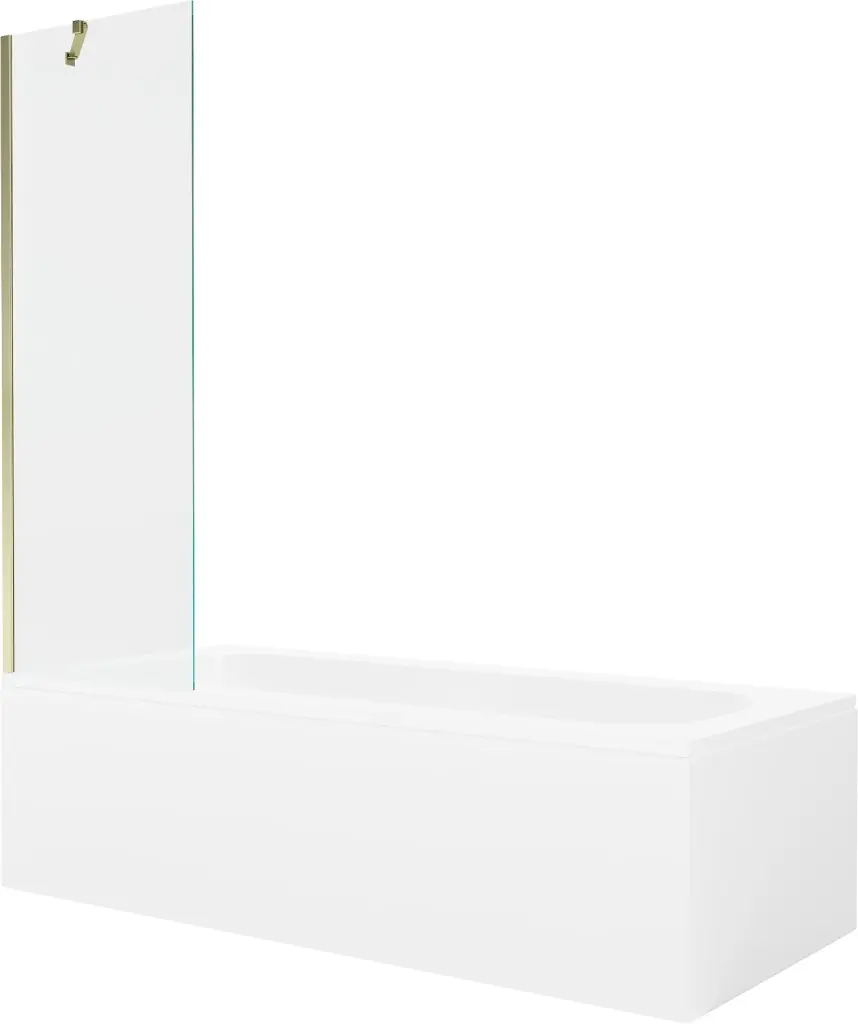 MEXEN/S Vega obdélníková vana 160 x 70 cm s panelem + vanová zástěna 60, transparent, zlatá 550116070X9506000050