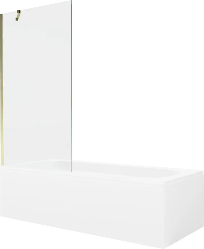MEXEN/S Vega obdélníková vana 160 x 70 cm s panelem + vanová zástěna 90, transparent, zlatá 550116070X9509000050