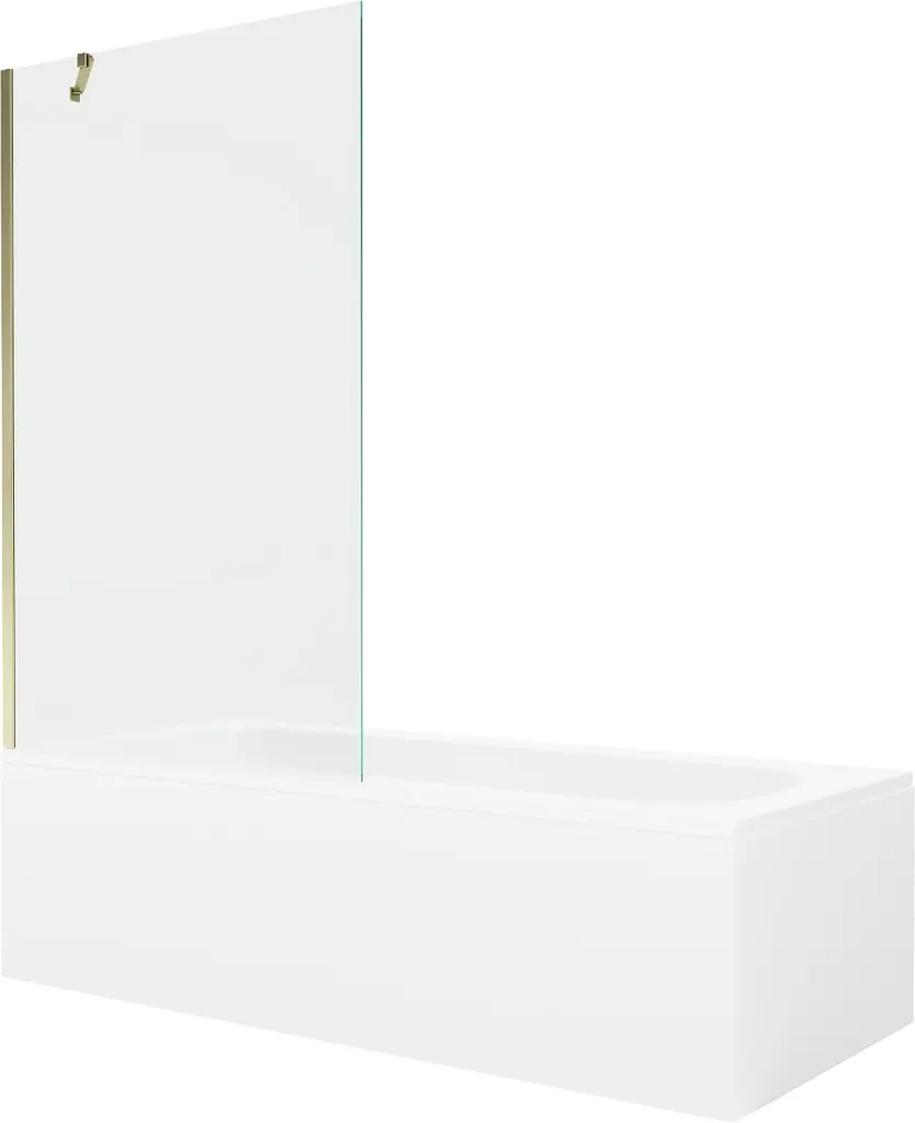 MEXEN/S Vega obdélníková vana 170 x 70 cm s panelem + vanová zástěna 100, transparent, zlatá 550117070X9510000050