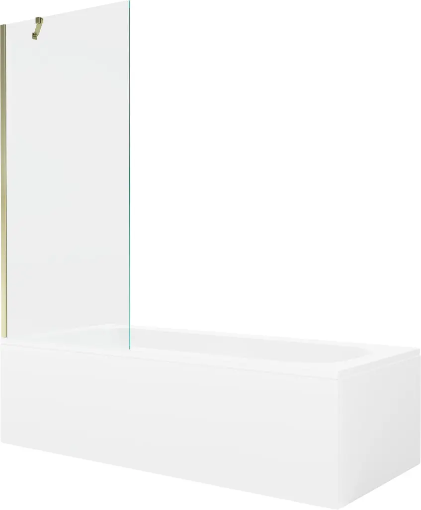 MEXEN/S Vega obdélníková vana 180 x 80 cm s panelem + vanová zástěna 80, transparent, zlatá 550118080X9508000050