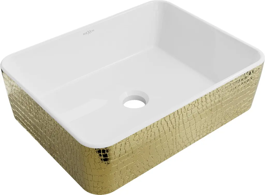 MEXEN Catia umyvadlo na desku 48 x 37, bílá/zlatá vzor 21314808