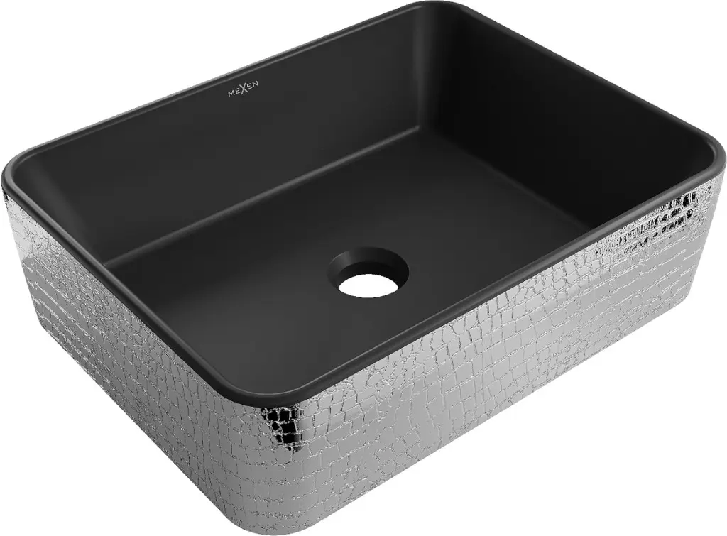 MEXEN Catia umyvadlo na desku 48 x 37, černá mat/stříbrná vzor 21314872