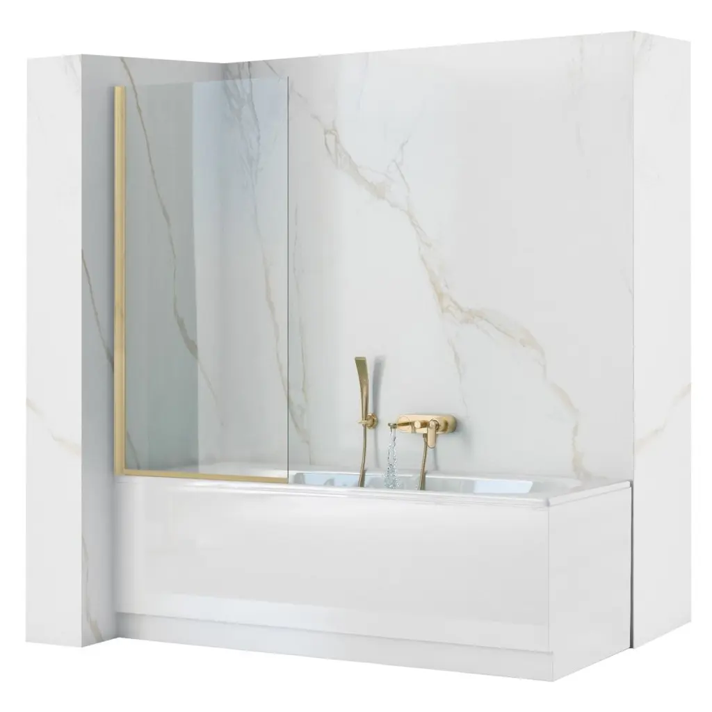 Vanová zástěna REA ELEGANT 70 cm, zlatá kartáčovaná/transparent