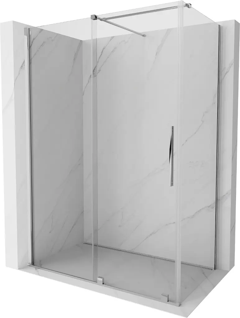 MEXEN/S Velar sprchový kout 130 x 75, transparent, chrom 871-130-075-01-01
