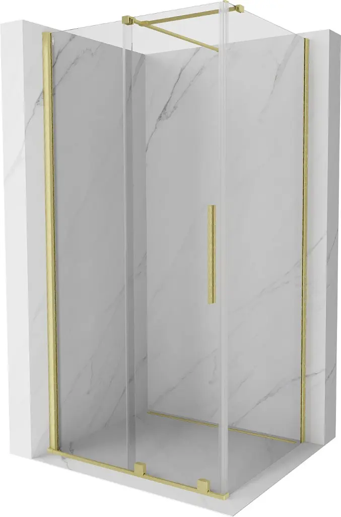MEXEN/S Velar sprchový kout 150 x 100, transparent, zlatá kartáčovaná 871-150-100-01-55