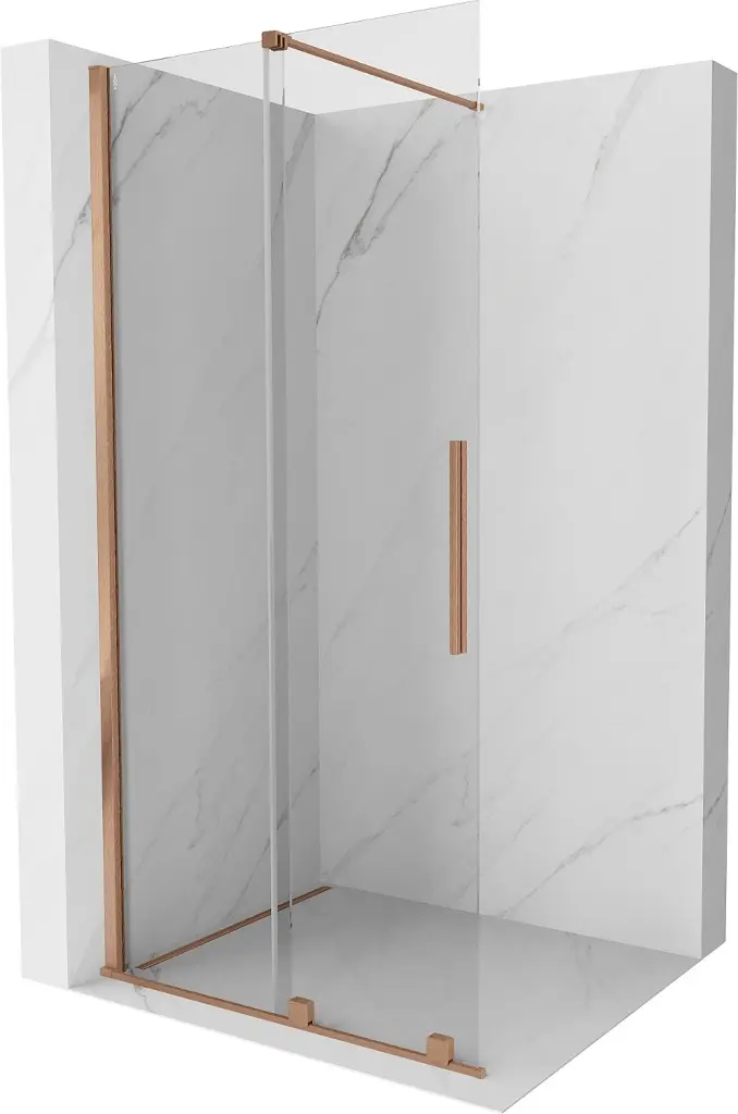 MEXEN/S Velar posuvné sprchové dveře Walk-in 80, transparent, kartáčovaná měď 871-080-000-03-65