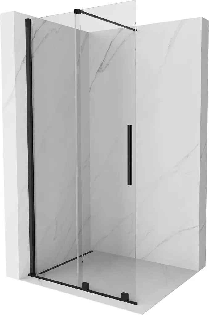 MEXEN/S Velar posuvné sprchové dveře Walk-in 80, transparent, černá 871-080-000-03-70