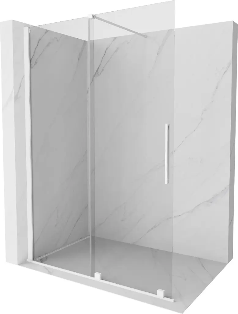 MEXEN/S Velar posuvné sprchové dveře Walk-in 130, transparent, bílá 871-130-000-03-20