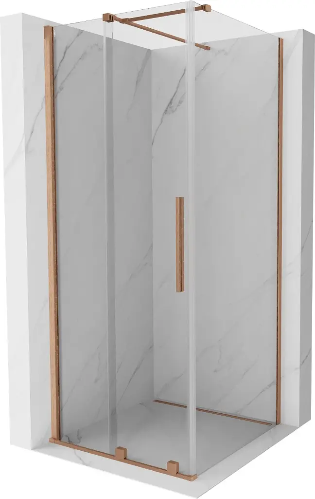 MEXEN/S Velar sprchový kout 110 x 110, transparent, kartáčovaná měď 871-110-110-01-65