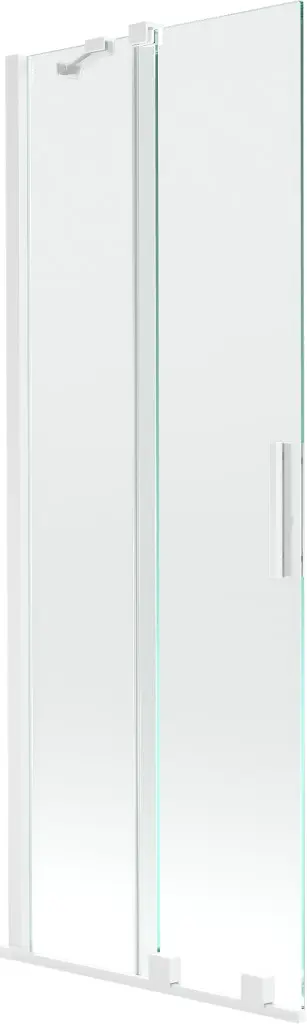MEXEN/S Velar Dvoukřídlá posuvná vanová zástěna 75 x 150, transparent, bílá 896-075-000-01-20