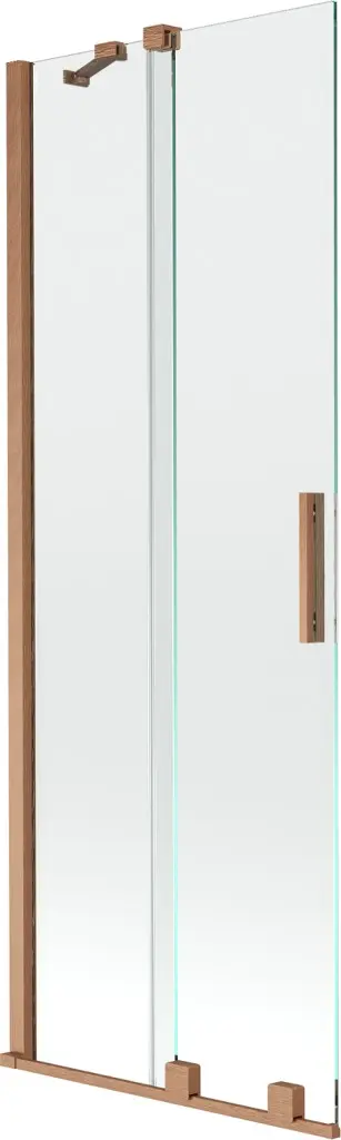 MEXEN/S Velar Dvoukřídlá posuvná vanová zástěna 75 x 150, transparent, kartáčovaná měď 896-075-000-01-65