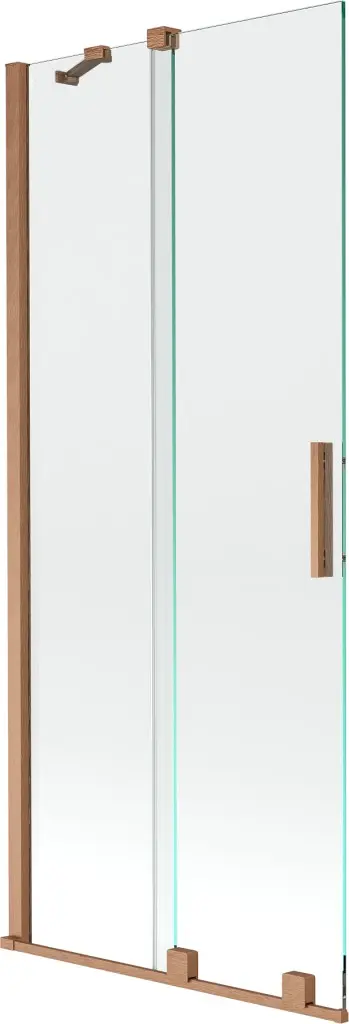 MEXEN/S Velar Dvoukřídlá posuvná vanová zástěna 80 x 150, transparent, kartáčovaná měď 896-080-000-01-65