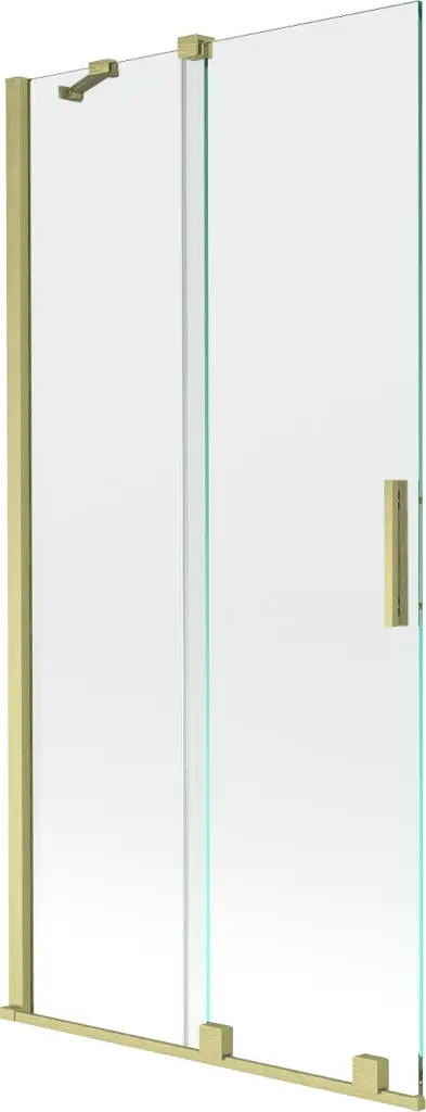 MEXEN/S Velar Dvoukřídlá posuvná vanová zástěna 90 x 150, transparent, zlatá kartáčovaná 896-090-000-01-55
