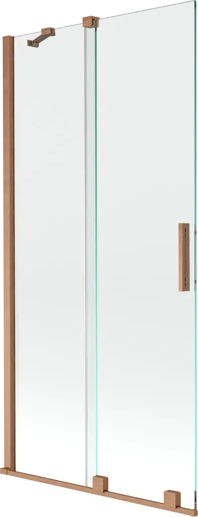 MEXEN/S Velar Dvoukřídlá posuvná vanová zástěna 90 x 150, transparent, kartáčovaná měď 896-090-000-01-65