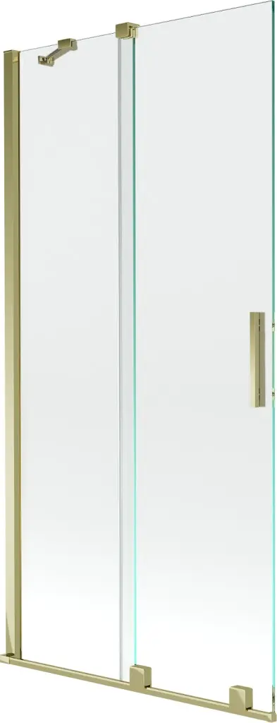 MEXEN/S Velar Dvoukřídlá posuvná vanová zástěna 95 x 150, transparent, zlatá 896-095-000-01-50