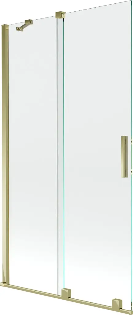 MEXEN/S Velar Dvoukřídlá posuvná vanová zástěna 100 x 150, transparent, zlatá 896-100-000-01-50