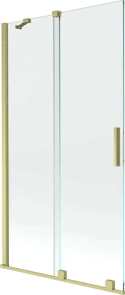 MEXEN/S Velar Dvoukřídlá posuvná vanová zástěna 100 x 150, transparent, zlatá kartáčovaná 896-100-000-01-55