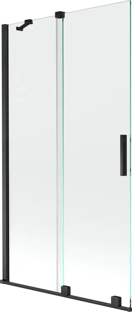 MEXEN/S Velar Dvoukřídlá posuvná vanová zástěna 100 x 150, transparent, černá 896-100-000-01-70