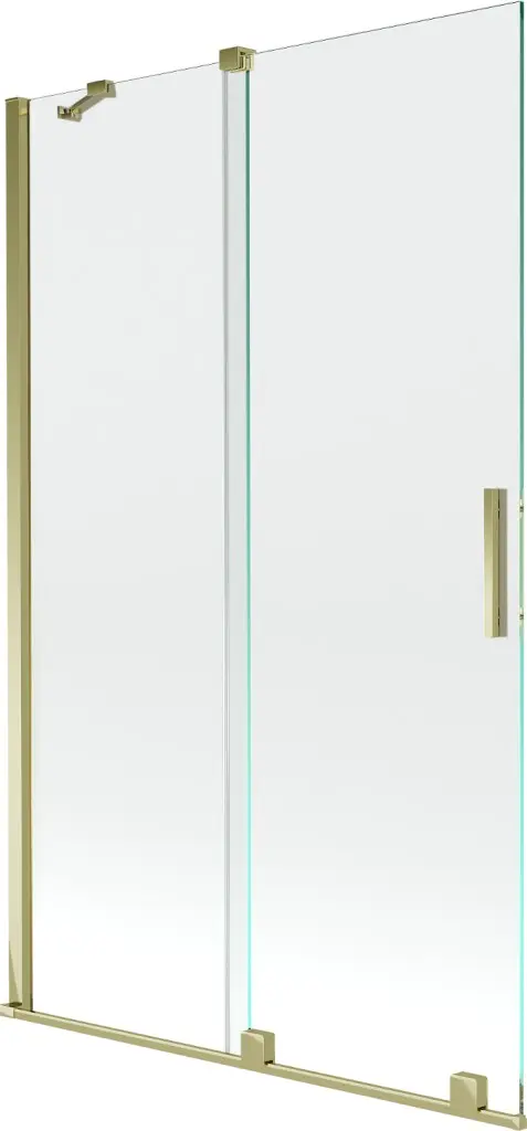 MEXEN/S Velar Dvoukřídlá posuvná vanová zástěna 110 x 150, transparent, zlatá 896-110-000-01-50