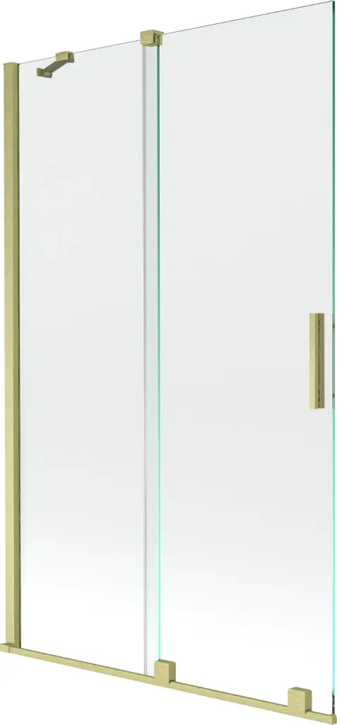 MEXEN/S Velar Dvoukřídlá posuvná vanová zástěna 110 x 150, transparent, zlatá kartáčovaná 896-110-000-01-55