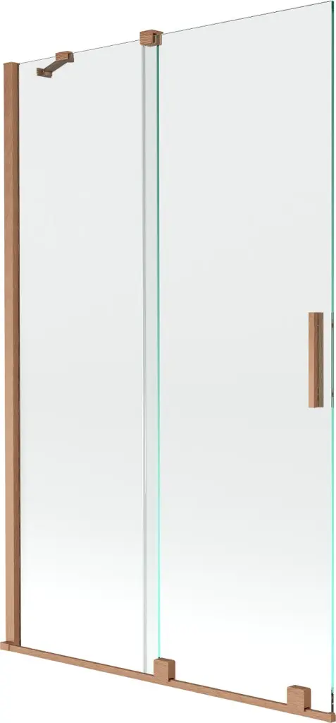 MEXEN/S Velar Dvoukřídlá posuvná vanová zástěna 110 x 150, transparent, kartáčovaná měď 896-110-000-01-65