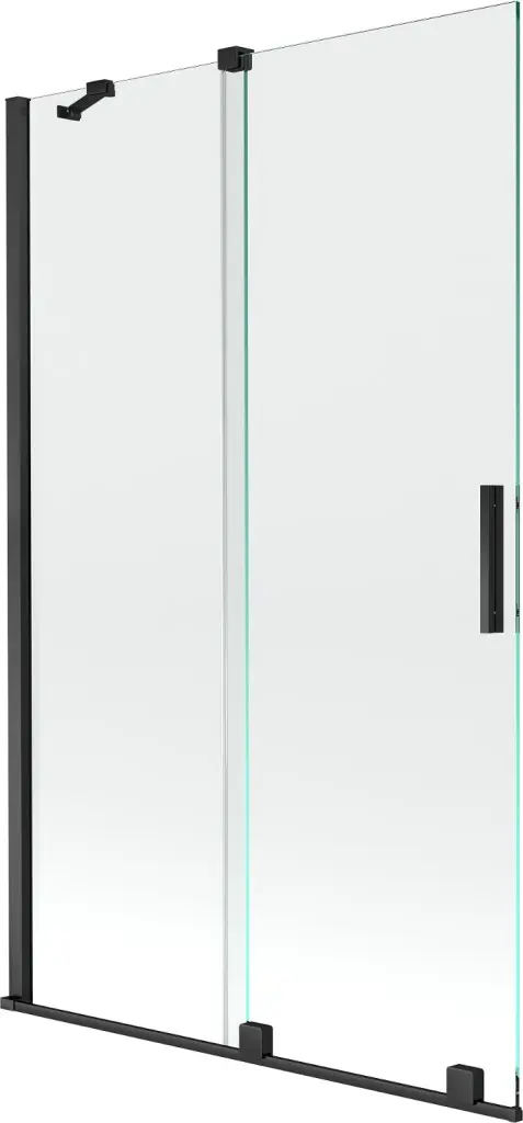 MEXEN/S Velar Dvoukřídlá posuvná vanová zástěna 110 x 150, transparent, černá 896-110-000-01-70